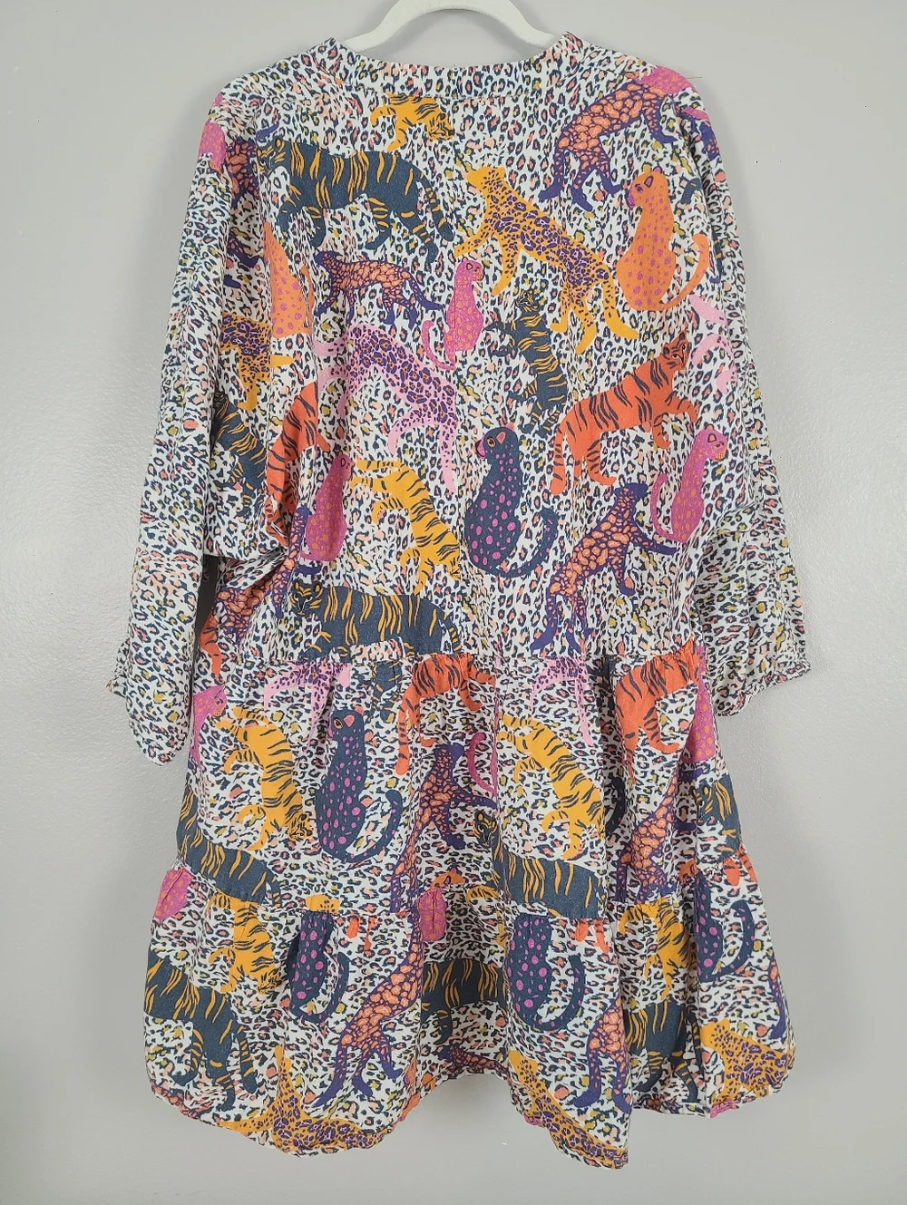 Anthropologie x Conditions Apply Multicolor Animal Tiger Tiered Tunic Dress XL - Picture 11 of 16